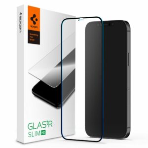 TVRZENÉ SKLO SPIGEN GLASS FC IPHONE 12 PRO MAX ČERNÝ