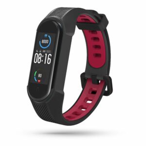 ŘEMÍNEK NA XIAOMI MI BAND 5 / 6 / 6 NFC HEYBAND SHIELD ČERNÝ/ČERVENÝ