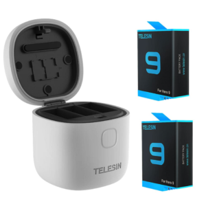 TELESIN 3-SLOT WATERPROOF CHARGER BOX FOR GOPRO HERO 9 + 2 BATTERIES (GP-BTR-905-GY)