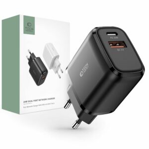 NABÍJEČKA NA MOBIL A TABLET TECH-PROTECT C20W 2-PORT NETWORK CHARGER PD20W/QC3.0 BLACK