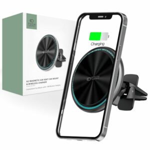 DRŽÁK TELEFONU DO AUTA S BEZDRÁTOVÝM NABÍJENÍM TECH-PROTECT A2 MAGNETIC MAGSAFE VENT CAR MOUNT WIRELESS CHARGER 15W BLACK