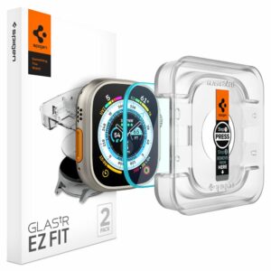 2X TVRZENÉ SKLO NA APPLE WATCH ULTRA 49 MM SPIGEN GLAS.TR ”EZ FIT” 2-PACK CLEAR