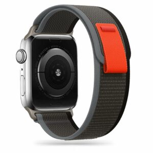 ŘEMÍNEK DOOP NYLON APPLE WATCH 4 / 5 / 6 / 7 / 8 / 9 / SE / ULTRA 1 / 2  (42 / 44 / 45 / 49 MM) BLACK/ORANGE