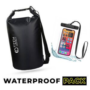 WATERPROOF PACK TECH-PROTECT 20L UNIVERSAL WATERPROOF BAG BLACK + VODĚODOLNÉ POUZDRO TECH-PROTECT UNIVERSAL WATERPROOF CASE BLACK/CLEAR