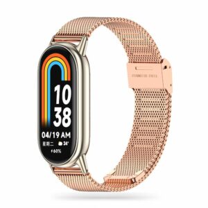 ŘEMÍNEK NA XIAOMI MI BAND 8 / 9 / NFC DOOP MILANESE LOOP RŮŽOVĚ ZLATÝ