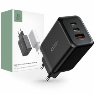 NABÍJEČKA NA MOBIL A TABLET  TECH-PROTECT C65W 3-PORT NETWORK CHARGER PD65W/QC3.0 BLACK