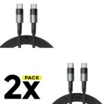 2X KABEL TECH-PROTECT ULTRABOOST TYPE-C CABLE PD60W/3A 200CM GREY