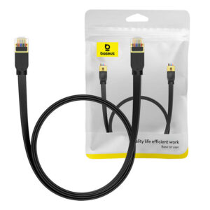 Baseus Cat 7 UTP Ethernet RJ45 kabel plochý 1,5 m černý