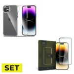 SET KRYT HEYCASE AIR DEFENSE IPHONE 15 CLEAR + TVRZENÉ SKLO HOFI GLASS PRO+ IPHONE 15 BLACK