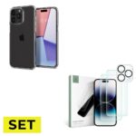 SET KRYT SPIGEN LIQUID CRYSTAL IPHONE 15 PRO MAX CRYSTAL CLEAR + TVRZENÉ SKLO TECH-PROTECT SUPREME SET IPHONE 15 PRO MAX CLEAR