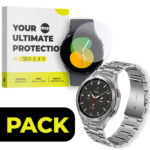 PACK ŘEMÍNEK DOOP STAINLESS GALAXY WATCH 4/5/5 PRO/6 SILVER + DOOP GLASS SAMSUNG GALAXY WATCH 4/5/6 (44 MM)