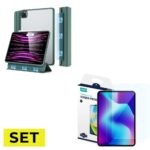 SET KRYT ESR ASCEND HYBRID IPAD PRO 12.9 2021 / 2022 FOREST GREEN + TVŘEDNÉ SKLO ESR TEMPERED GLASS 2-PACK IPAD PRO 12.9 2020 / 2021 / 2022 CLEAR
