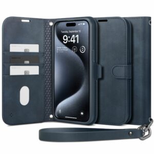 KNÍŽKOVÝ KRYT SPIGEN WALLET ”S” PRO IPHONE 15 PRO NAVY