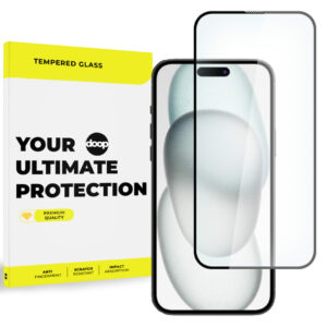 TVRZENÉ SKLO DOOP GLASS IPHONE 15 PRO BLACK