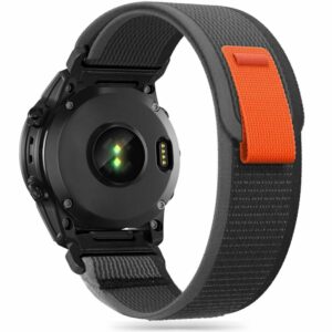 NYLONOVÝ ŘEMÍNEK NA GARMIN 26MM FENIX 3 / 5X / 3HR / 5X PLUS / 6X / 6X PRO / 7X HEYBAND NYLON ČERNÁ / ORANŽOVÁ