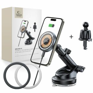 DRŽÁK TELEFONU DO AUTA S BEZDRÁTOVÝM NABÍJENÍMTECH-PROTECT MM15W-V5 MAGNETIC MAGSAFE DASHBOARD & VENT CAR MOUNT WIRELESS CHARGER 15W BLACK