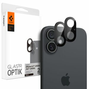 SKLÍČKO PRO ČOČKU FOTOAPARÁTU SPIGEN OPTIK GLAS.TR CAMERA PROTECTOR 2-PACK IPHONE 16 / 16 PLUS BLACK