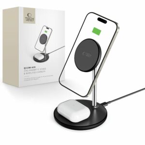 BEZDRÁTOVÁ NABÍJEČKA TECH-PROTECT QI15W-A39 2IN1 MAGNETIC MAGSAFE WIRELESS CHARGER BLACK