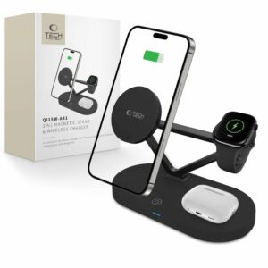 BEZDRÁTOVÁ NABÍJEČKA TECH-PROTECT QI15W-A41 3IN1 MAGNETIC MAGSAFE WIRELESS CHARGER BLACK