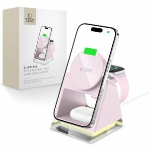 BEZDRÁTOVÁ NABÍJEČKA TECH-PROTECT QI15W-A43 3IN1 MAGNETIC MAGSAFE WIRELESS CHARGER BABY PINK