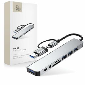 ADAPTÉR TECH-PROTECT HB06 9V1 USB-C / USB 2.0 / USB 3.0 / SD / TF / 3.5MM SPACE GREY
