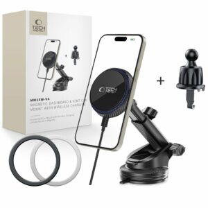 DRŽÁK TELEFONU DO AUTA S BEZDRÁTOVÝM NABÍJENÍMTECH-PROTECT MM15W-V4 MAGNETIC MAGSAFE DASHBOARD & VENT CAR MOUNT WIRELESS CHARGER 15W BLACK