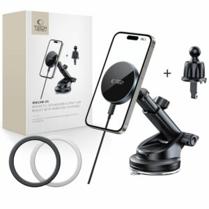 DRŽÁK TELEFONU DO AUTA S BEZDRÁTOVÝM NABÍJENÍMTECH-PROTECT MM15W-V5 MAGNETIC MAGSAFE DASHBOARD & VENT CAR MOUNT WIRELESS CHARGER 15W BLACK/BLACK