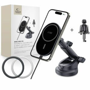DRŽÁK TELEFONU DO AUTA S BEZDRÁTOVÝM NABÍJENÍMTECH-PROTECT MM15W-V6 MAGNETIC MAGSAFE DASHBOARD & VENT CAR MOUNT WIRELESS CHARGER 15W BLACK/BLACK