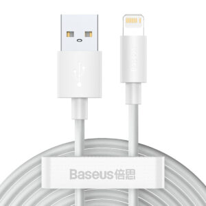 Baseus Simple Wisdom Sada datových kabelů USB na Lightning 2,4A (2 ks/sada) 1,5 m bílá