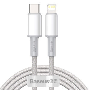 Kabel USB-C na Lightning Baseus s vysokou hustotou opletení, 20 W, PD, 2 m (bílý)