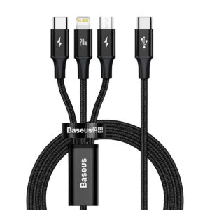 Baseus Rapid Series kabel 3 v 1 USB-C pro M+L+T 20W 1,5 m černý