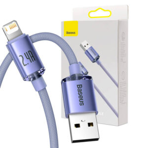 Baseus Crystal Shine kabel USB na Lightning, 2,4 A, 2 m (fialový)