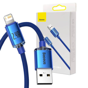 Baseus Crystal Shine kabel USB na Lightning, 2,4 A, 1,2 m (modrý)