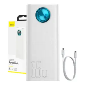 Powerbanka Baseus Amblight 30000 mAh, 4× USB, USB-C, 65 W (bílá)