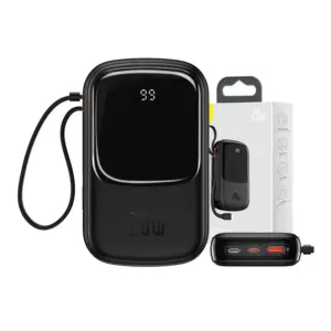 Powerbanka Baseus Qpow PRO s kabelem Lightning, porty USB-C a USB, 20 000 mAh, 20 W (černá)
