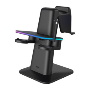 RGB vertikální stojan Meta oficiálně spoluznačkovaný Kiwi Design QC03 pro Meta Quest 3/Quest 2/Quest Pro – černý
