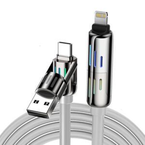 Blitzwolf BW-HDC6 4v1 kabel USB-C/USB-A na USB-C/Lightning 1,2 m 240W RGB (šedý)