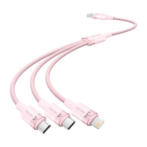 Kabel USB 2.0 A na 3v1 3A Vention CTPPG 1,5 m (růžový)