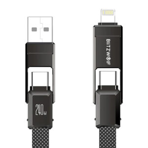 Blitzwolf BW-HDC7 4 v 1 USB-C + Lightning kabel 240W 1,2 m (černý)