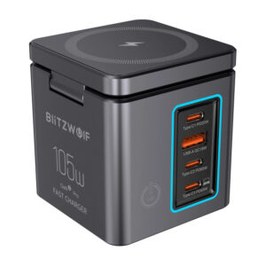 Blitzwolf BW-i113 GaN, USB-A, 3× USB-C, 105W síťová nabíječka