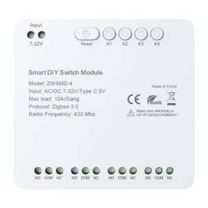4kanálový spínací modul ZigBee s beznapěťovým kontaktem DC 32V Avatto ZWSMMD-4-32V